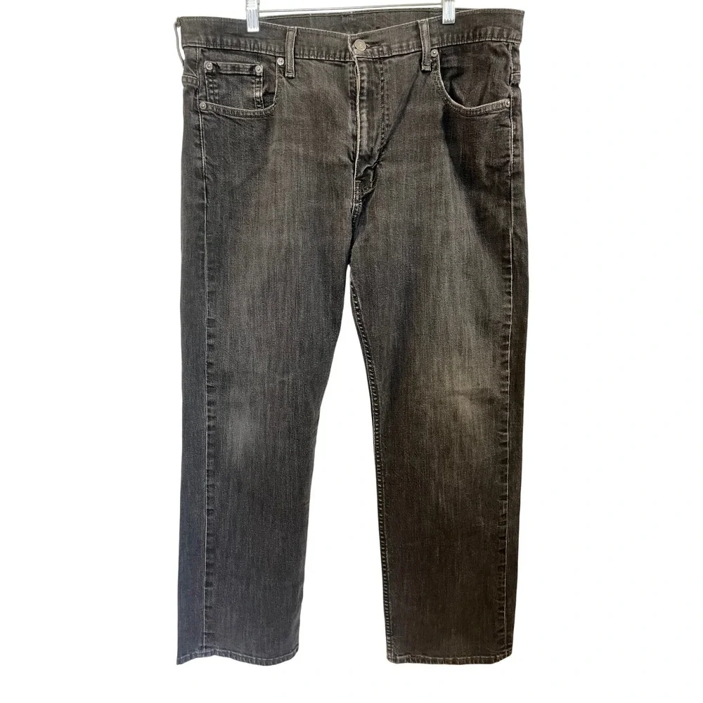 Levis 569 Loose Straight Fit Jeans Mens 38x32 Faded Black‎ Grey Denim 00569-0159